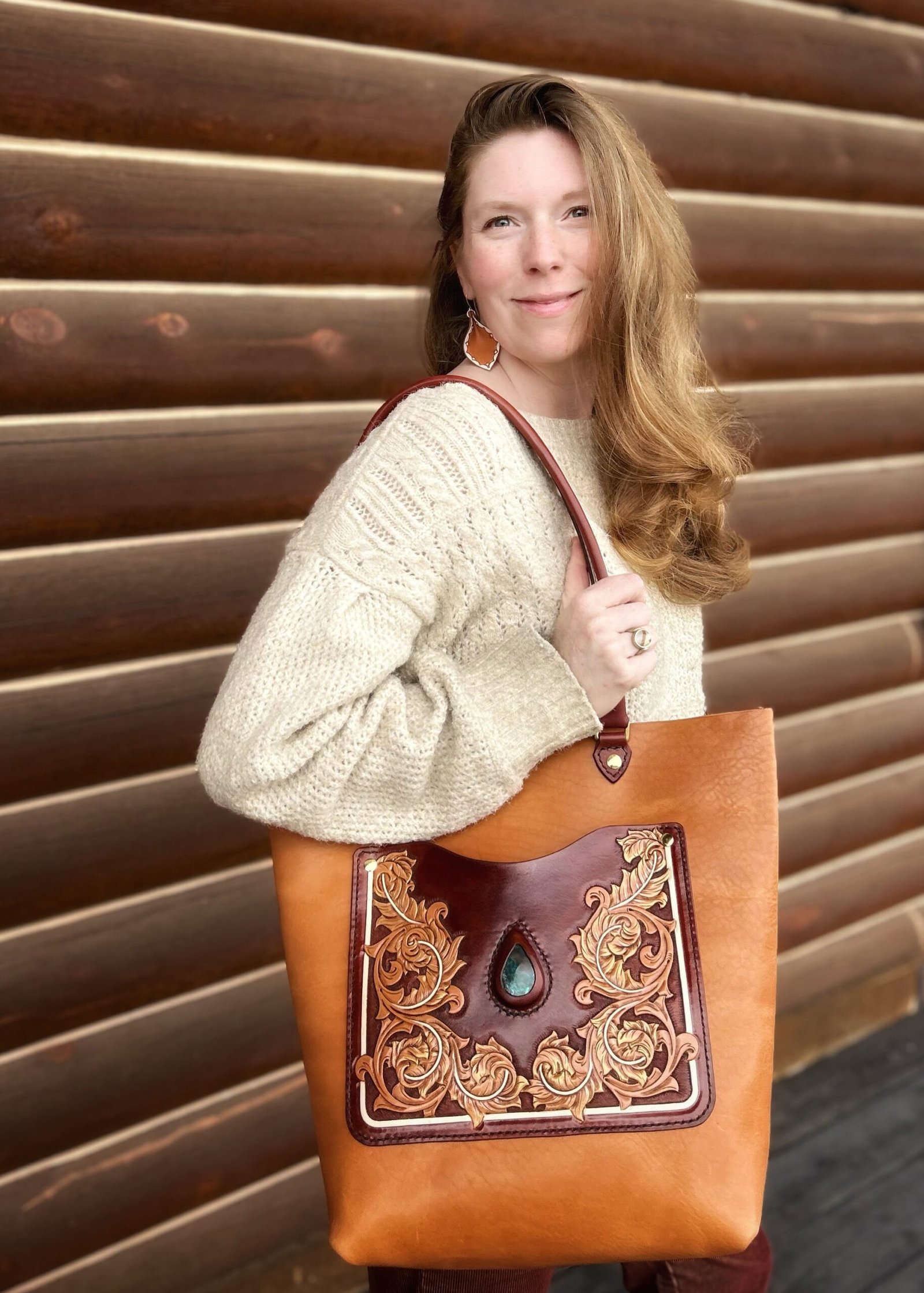 Sweetwater Tote Luminescent Feathers and Chrysocolla