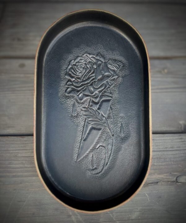 Black Leather Tray with Anathema and Rose