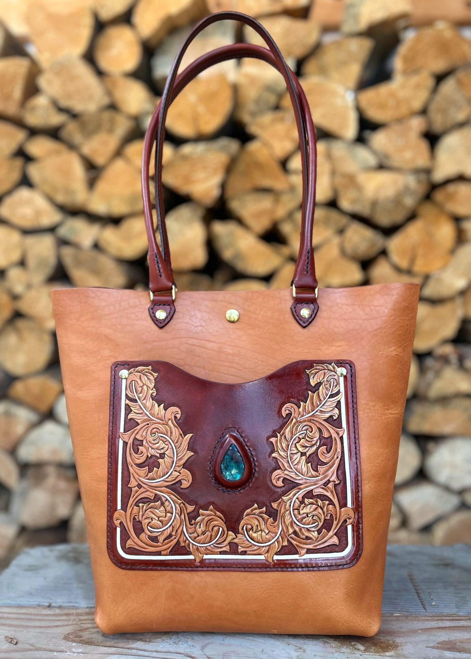 Sweetwater Tote Luminescent Feathers and Chrysocolla - Image 2