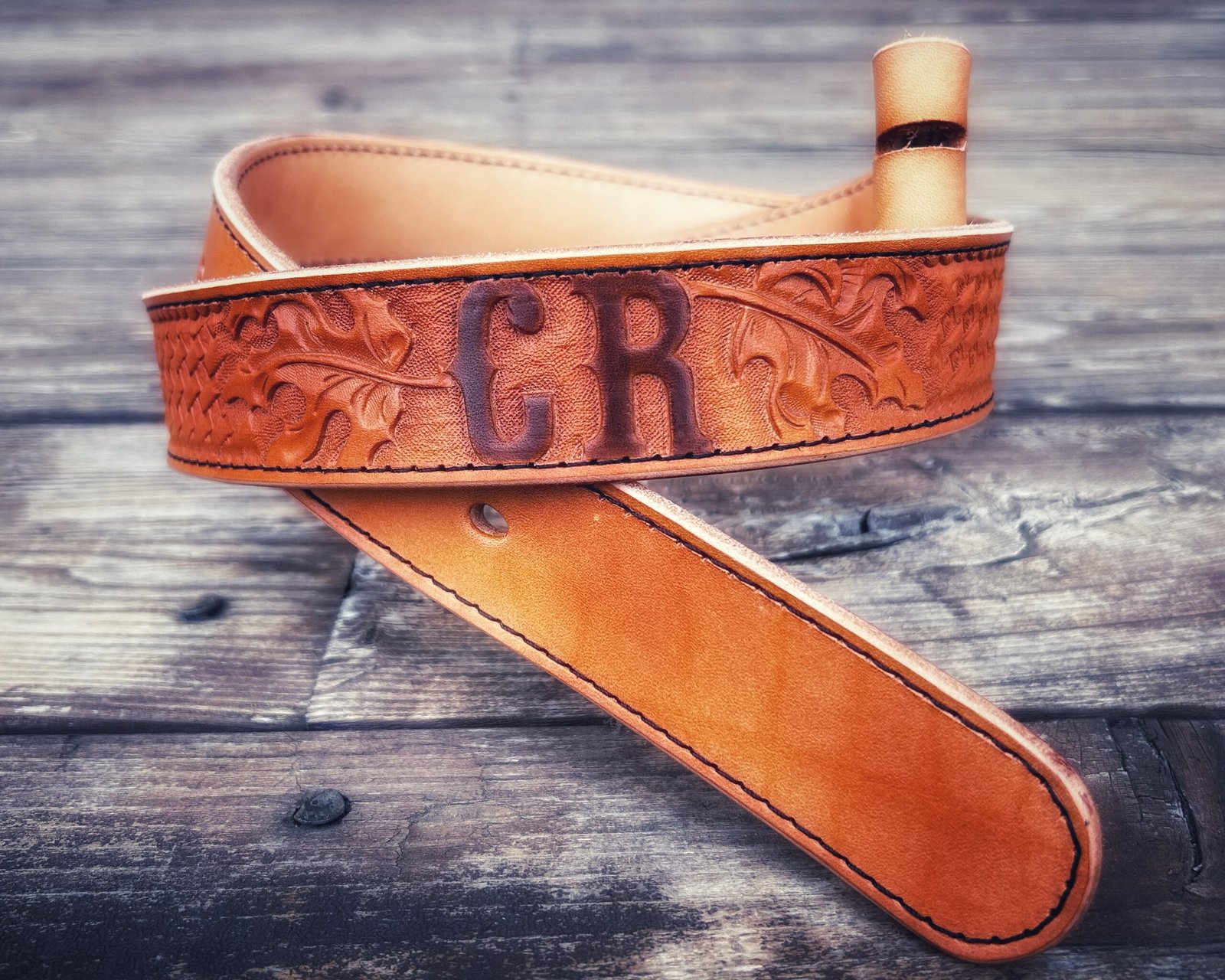 Carved Leather Belt by Custom Order