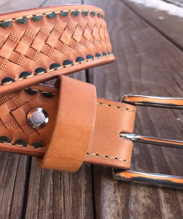 Alternative view of Carved Leather Belt by Custom Order