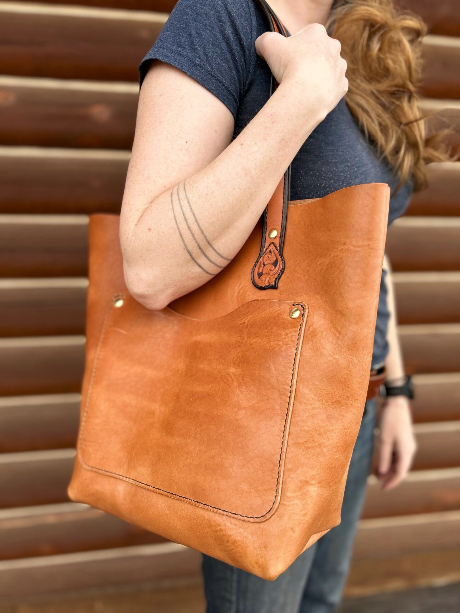 Madison Tote with Western Scroll Details