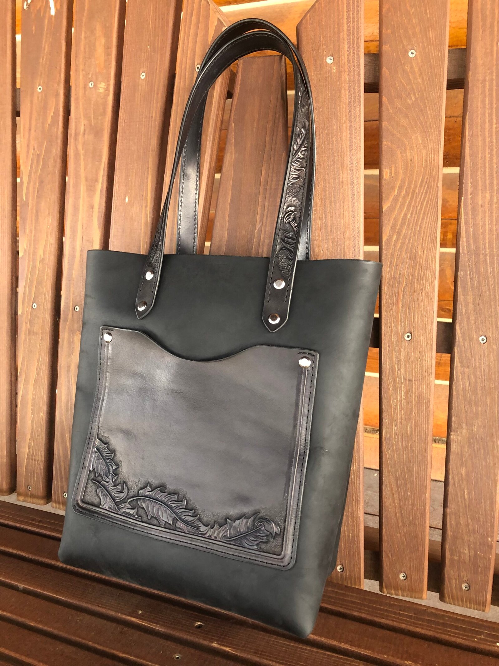 Madison Tote with Dark Feathers