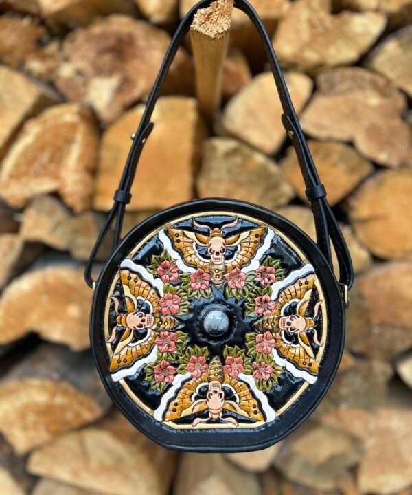 Yellowstone Round Purse with Hawk Head Moths