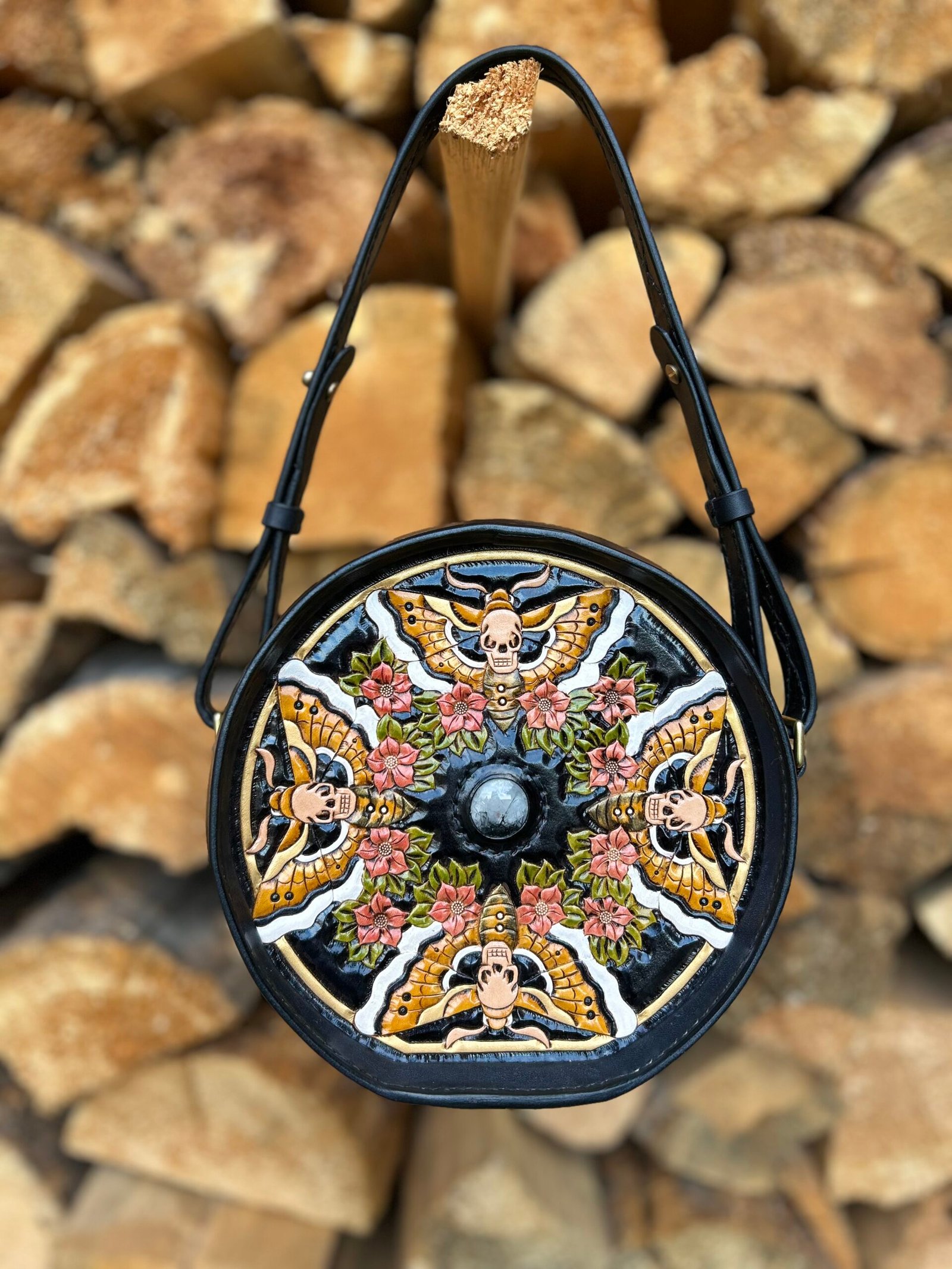 Yellowstone Round Purse with Hawk Head Moths
