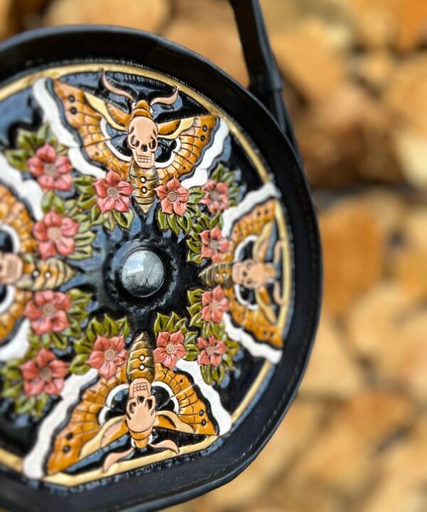 Alternative view of Yellowstone Round Purse with Hawk Head Moths