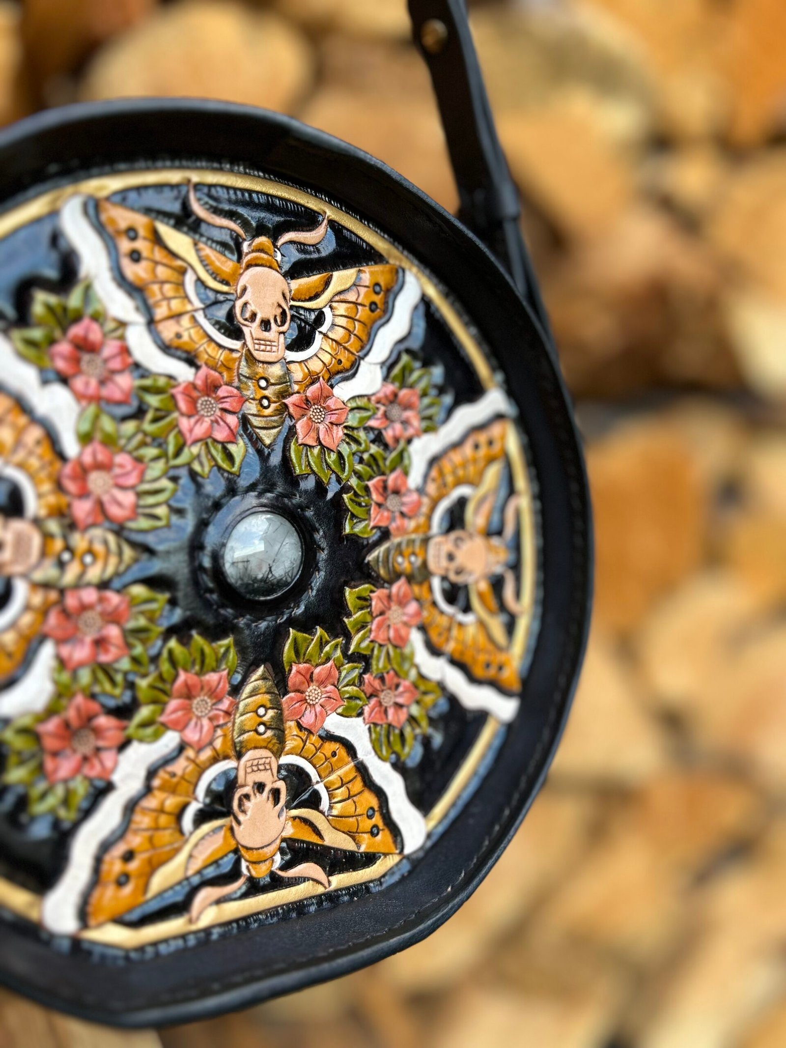 Yellowstone Round Purse with Hawk Head Moths - Image 2