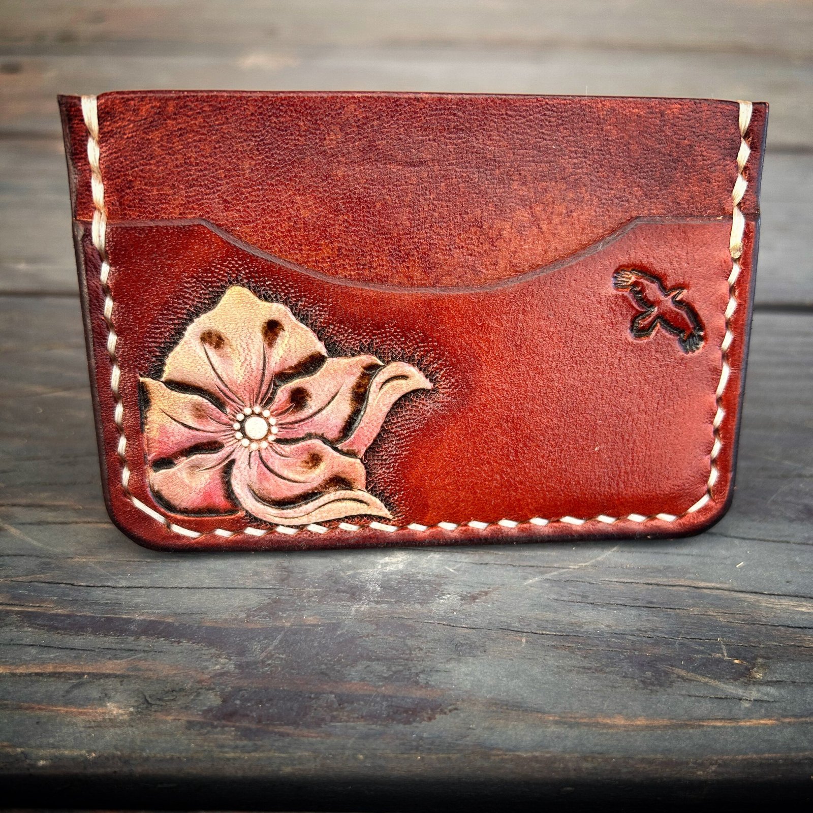 Granite Wallet Brown with Pink Flower