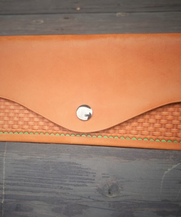 Madison Wallet Green and Basketweave