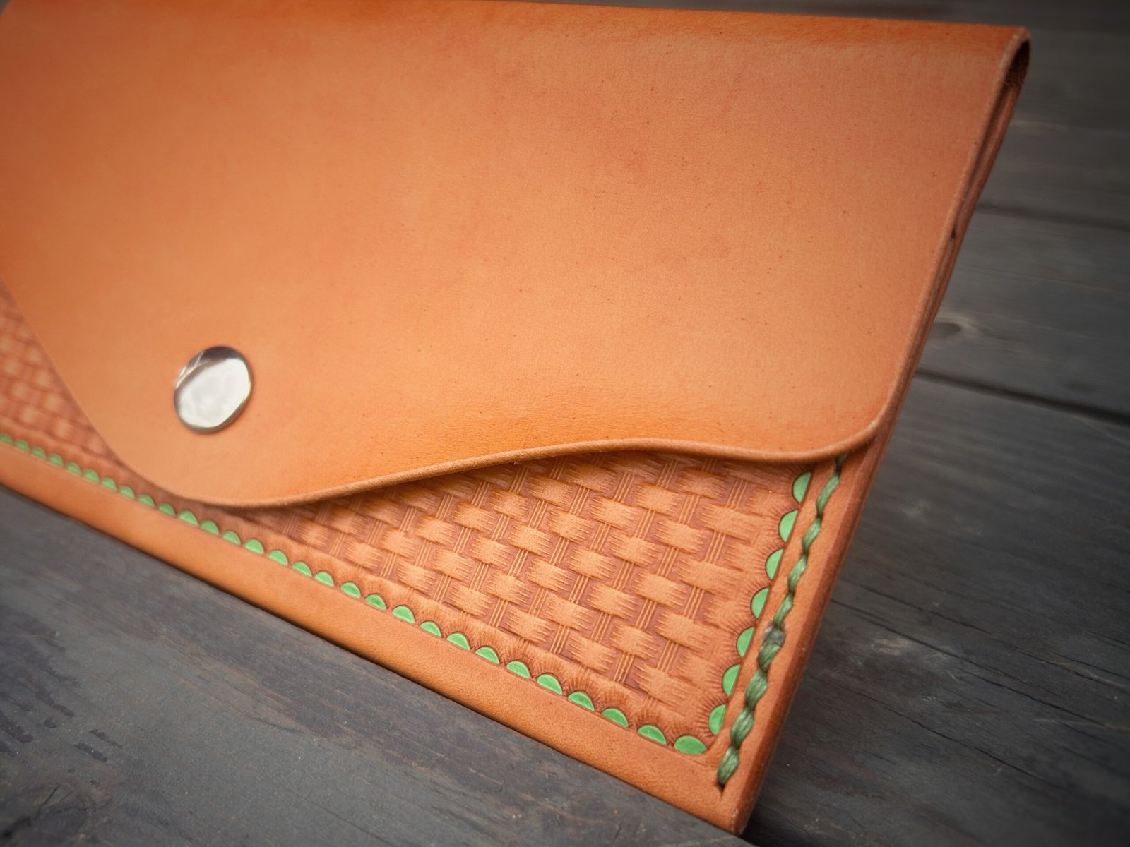 Madison Wallet Green and Basketweave - Image 2