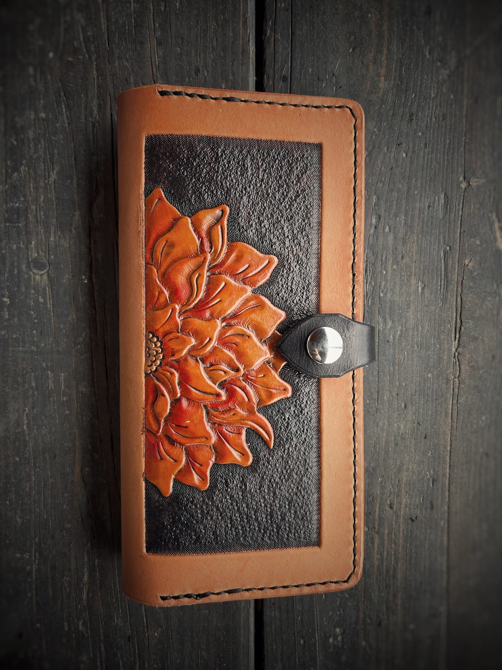 Highland Wallet Orange Chrysanthemum