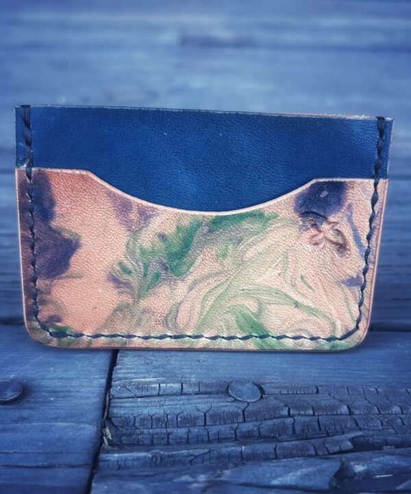 Granite Wallet with marbled dye work, blue and green