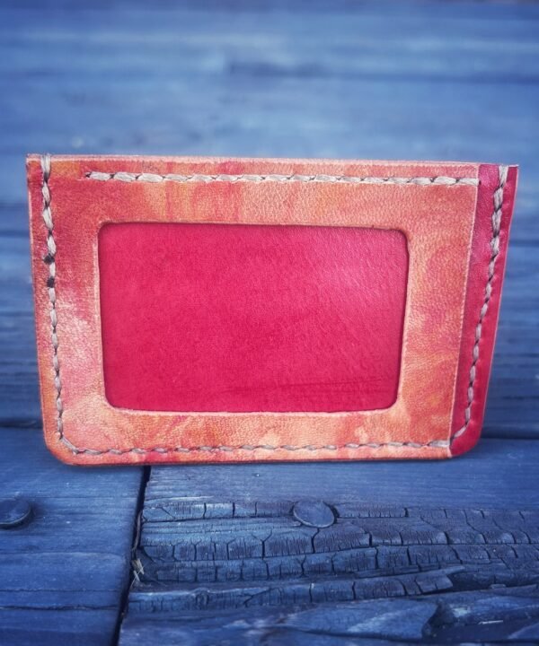 Granite Wallet with marbled dye work, red and orange