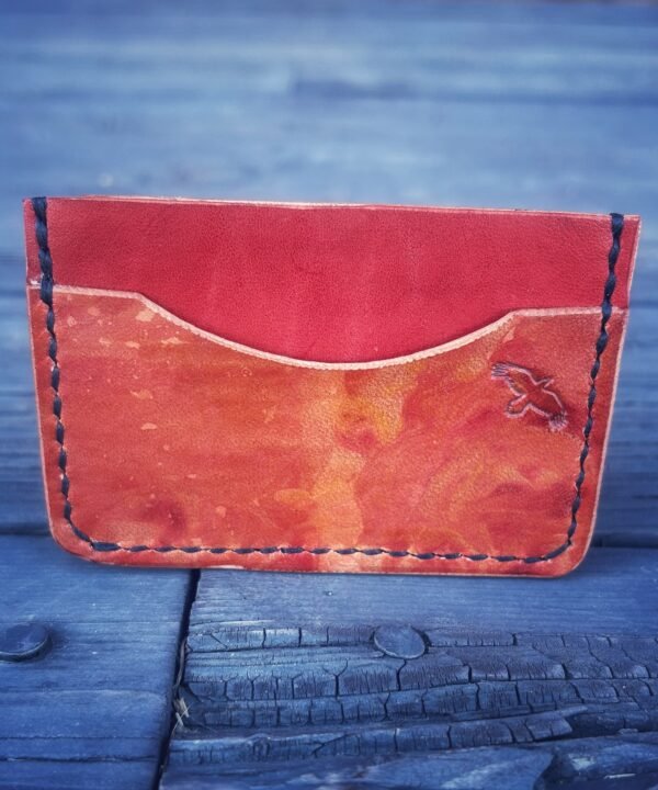 Granite Wallet with marbled dye work, red and orange