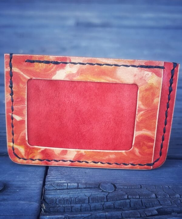 Granite Wallet with marbled dye work, red and orange
