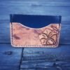 Granite Wallet with marbled dye work and carved art, blue with a flower