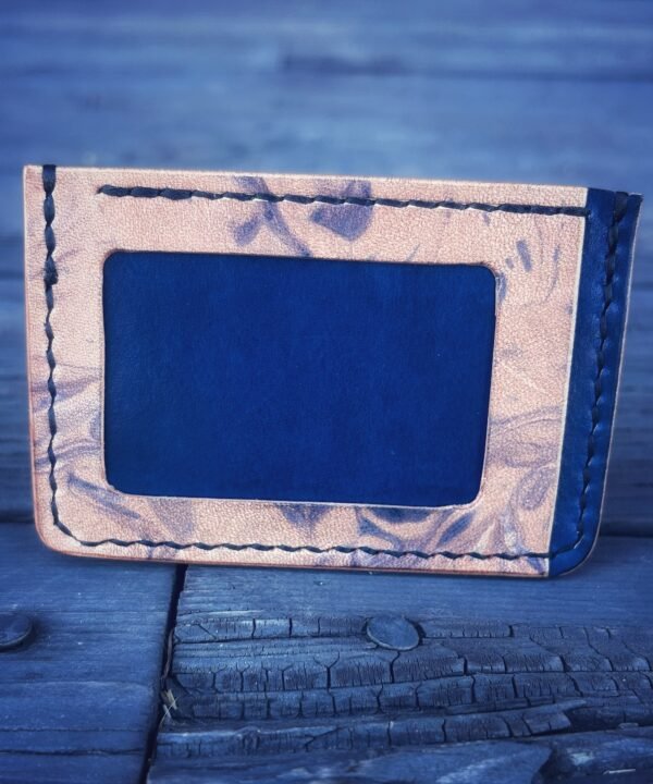 Granite Wallet with marbled dye work, blue