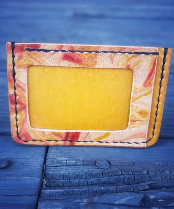Granite Wallet with marbled dye work, yellow and orange