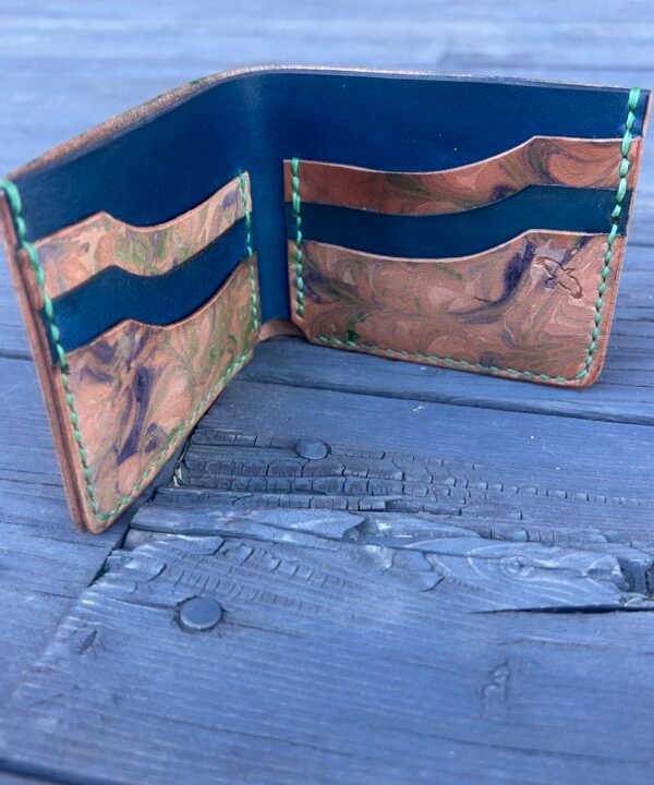 Alternative view of Mission Wallet Blue and Green Marbled