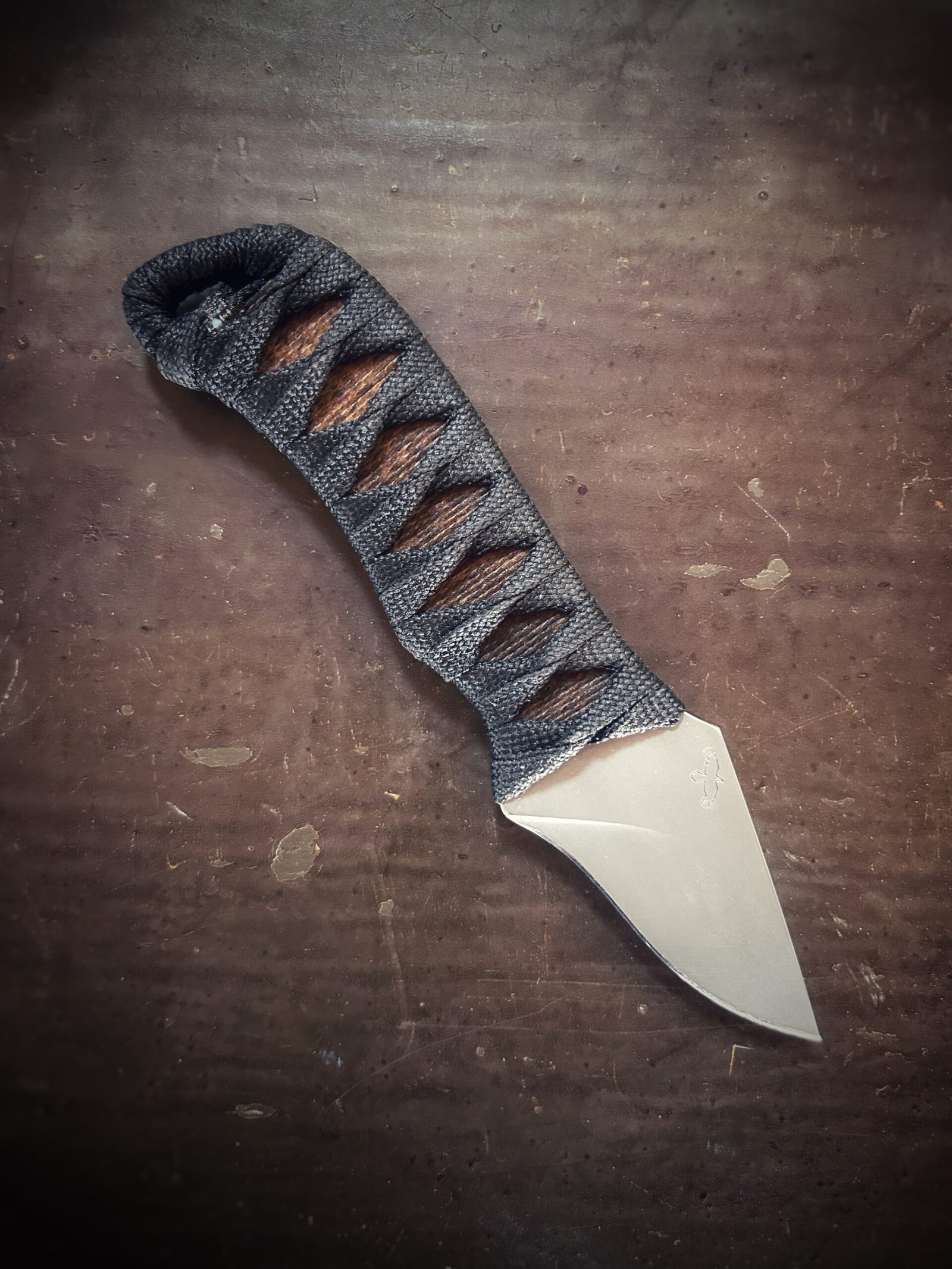 Little Feather with burnt jute and black wrap