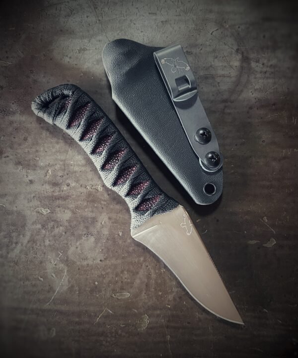 Wizard Finger with hand polished finish and maroon polish stingray and black wrap with sheath