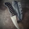 DE Erinyes with matte blade and burnt jute and black wrap with sheath