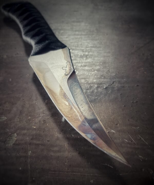 DE Erinyes with colorful heat treat blade and black wrap
