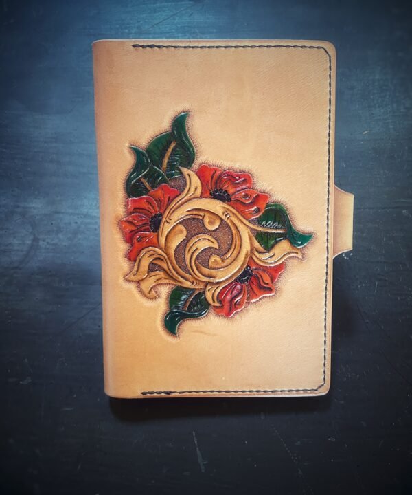 Notebook with 3 flowers in a Western floral design on a natural tan background