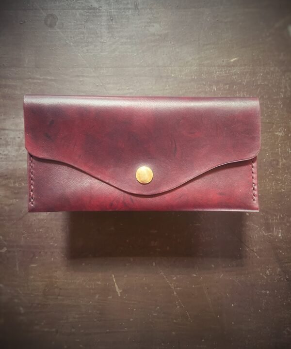 Madison wallet exterior, marbled oxblood and black