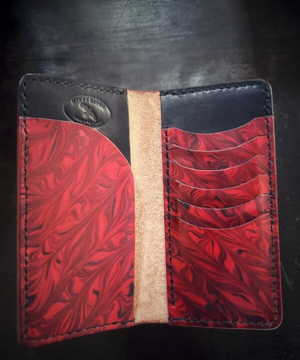 Boulder wallet interior, black with red and black marble accents