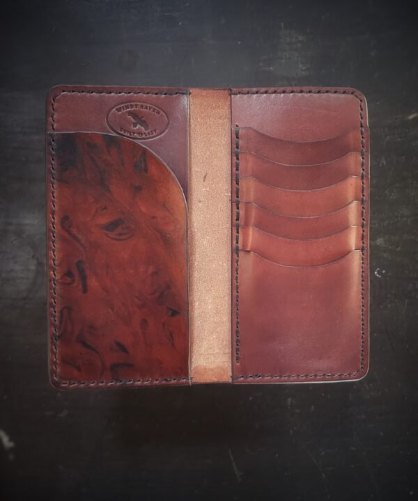 Boulder wallet interior, brown with a accent of black marbling