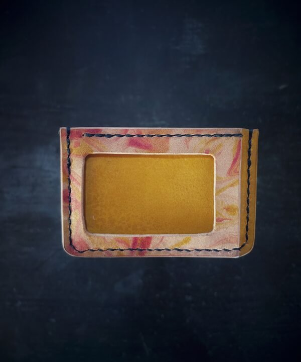 Granite wallet, back pocket, in yellow and yellow and red marbling accents