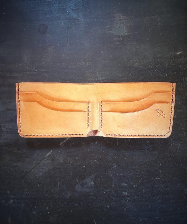 Mission wallet interior, natural tan with brown thread