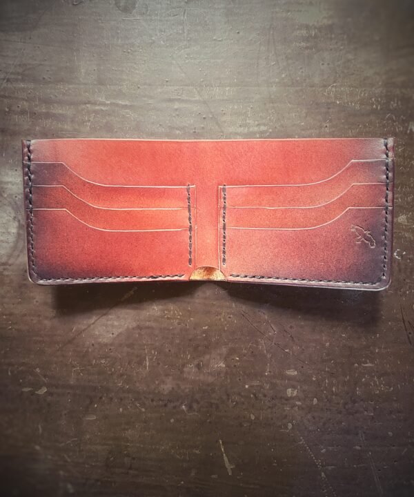 Mission wallet interior, brown with black thread