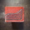 Mission wallet, brown basketweave with turquoise accents.