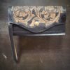 Bitterroot Wallet, western floral with black background with tan and white accents